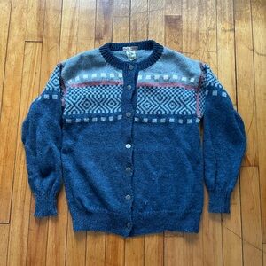 VTG Nordic Blue & Pink Metal Buttons Cardigan Sweater Made in Finland Women’s M